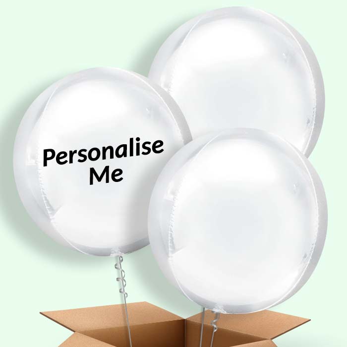 Trio of Pastel White Orbz Helium Balloons