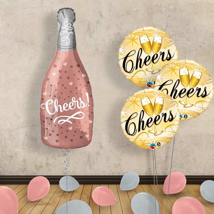 Rose Gold Champagne Bottle Balloon Display - Themed Bouquet and Latex | Party Save Smile