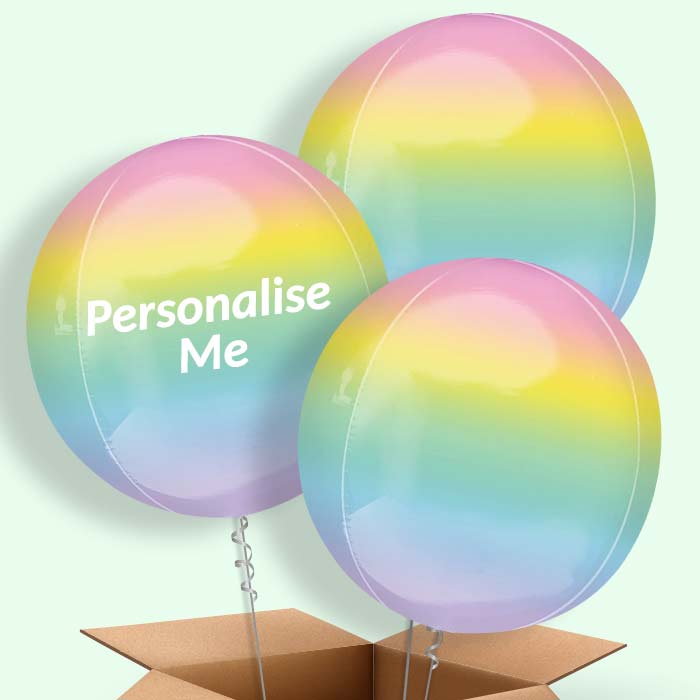 Trio of Ombre Pastel Colours Orbz Helium Balloons