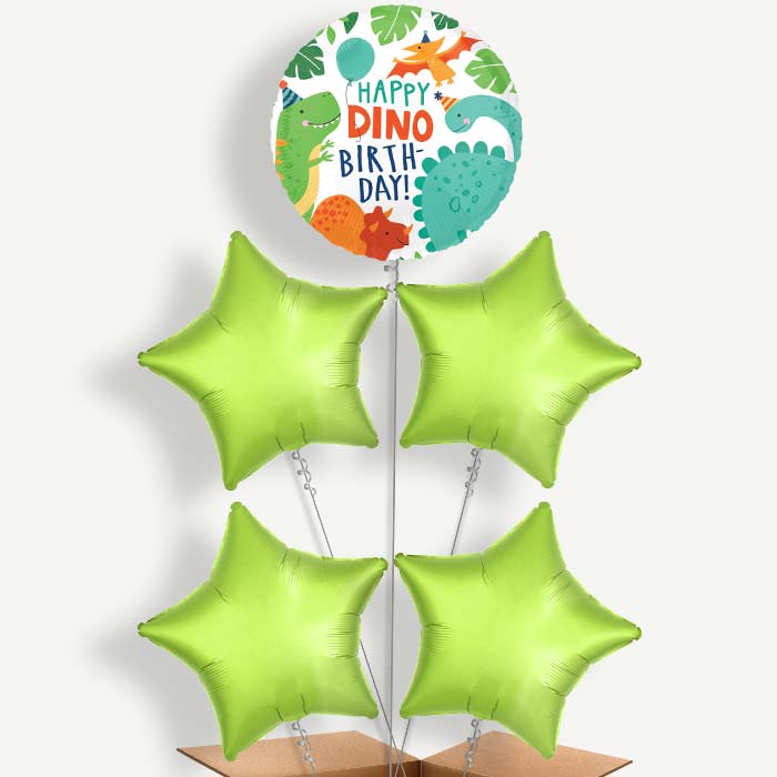 Happy Birthday Dino Balloon Cluster Inflated with Helium | Party Save Smile