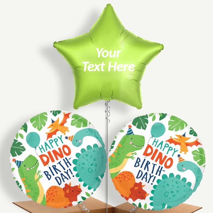 Personalisable Happy Birthday Dino Helium Balloons | Party Save Smile