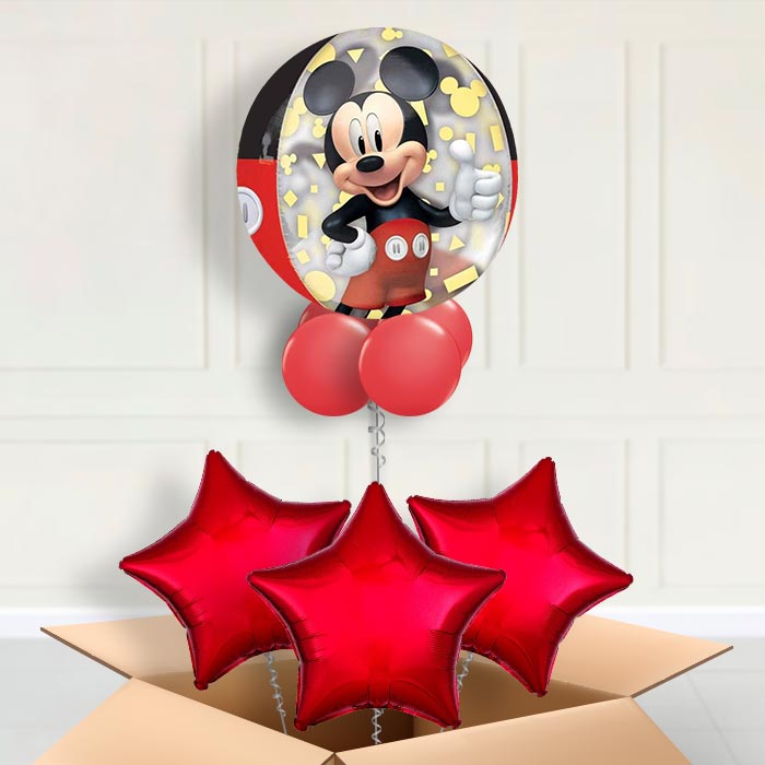 Mickey Mouse Forever Orbz Helium Balloon in a Box - Orbz Balloon with 3 Balloons | Party Save Smile