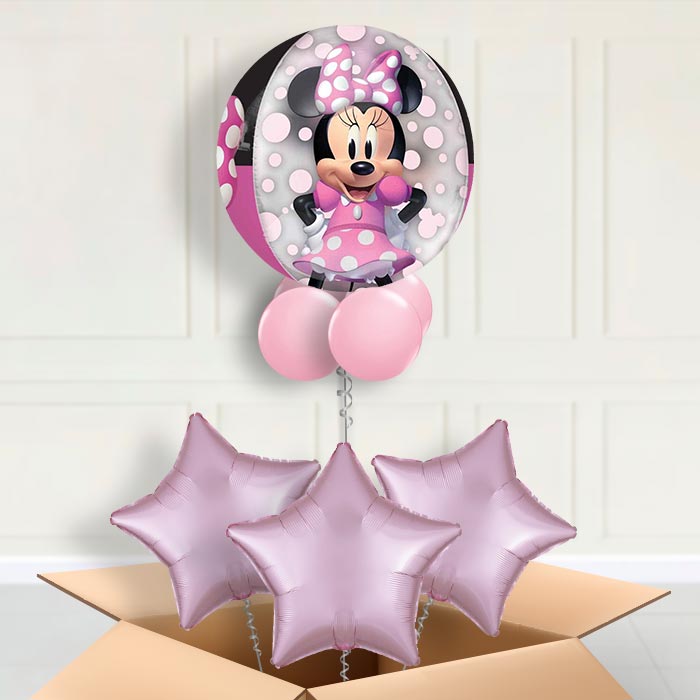 Minnie Mouse Forever Orbz Helium Balloon in a Box - Orbz Balloon with 3 Balloons | Party Save Smile