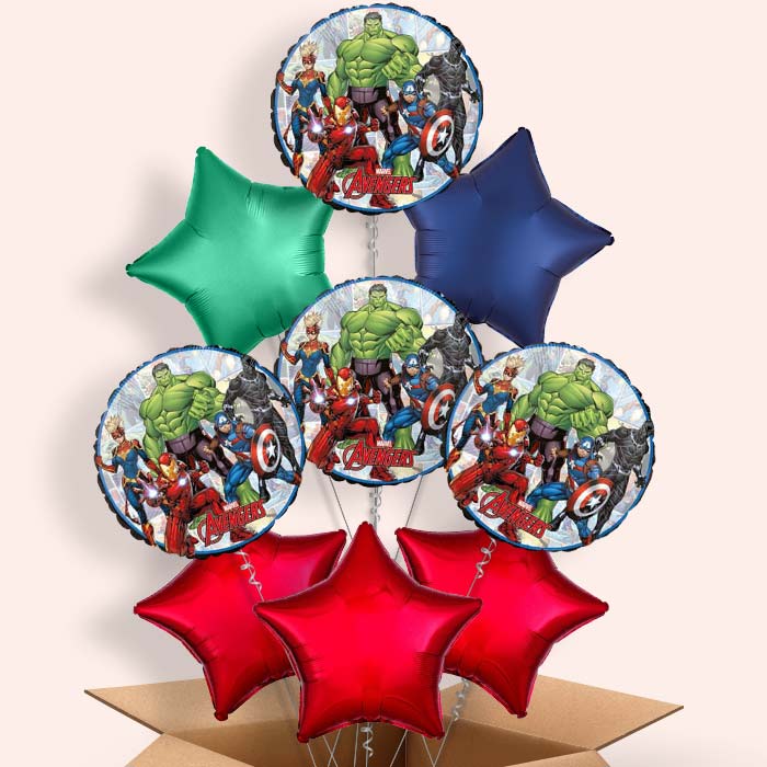 Power Marvel Avengers Helium Balloons in a Box - 9 Balloon | Party Save Smile