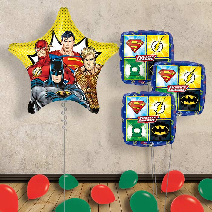Justice League Supershape Balloon Bouquet - Themed Bouquet and Latex | Party Save Smile