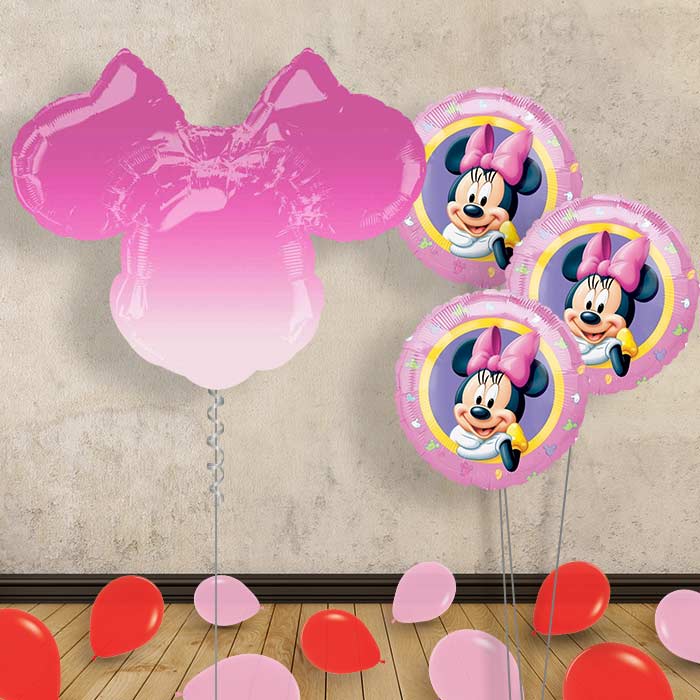 Ombre Minnie Mouse Head Balloon Bouquet Delivered - Themed Bouquet and Latex | Party Save Smile