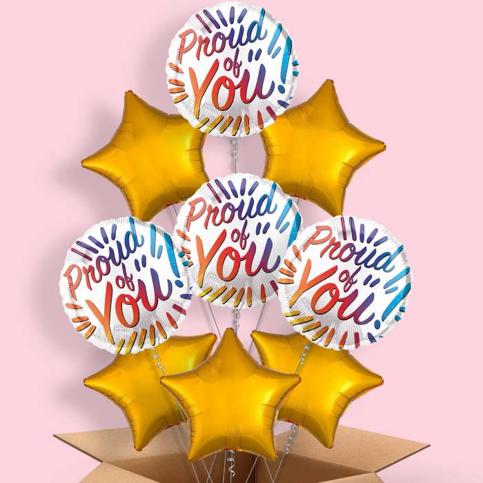 Proud Of You Rainbow Helium Balloon in a Box - 9 Balloons | Party Save Smile
