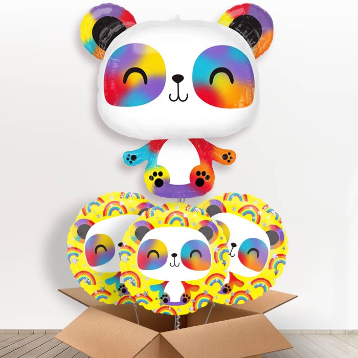 Giant Panda Helium Balloon In a Box - With 3 Themed Balloons | Party Save Smile