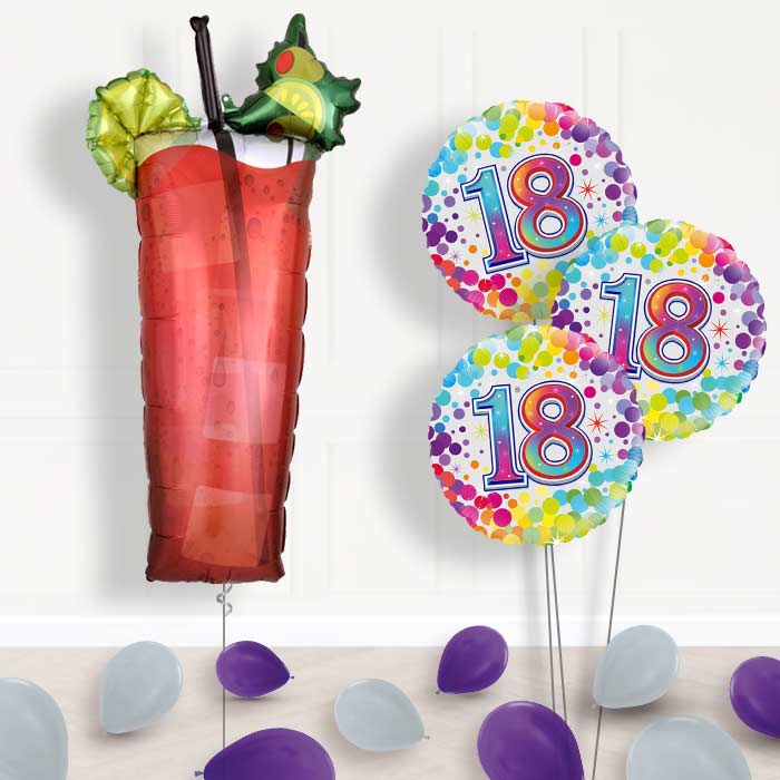 Bloody Mary Cocktail 18th Birthday Balloon Bouquet Delivery - Themed Bouquet and Latex | Party Save Smile