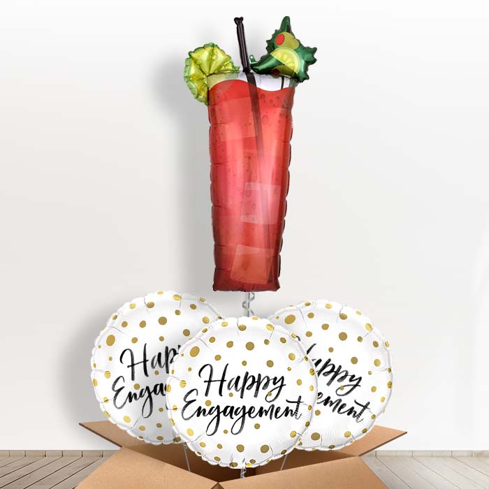 Engagement Bloody Mary Cocktail Helium Balloon in a Box - With 3 Themed Balloons | Party Save Smile