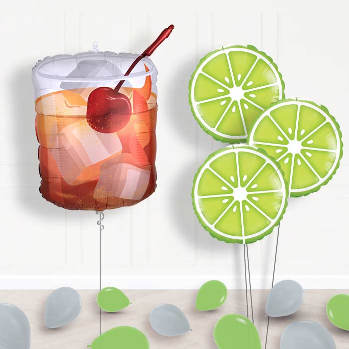 Old Fashioned Whiskey & Lime Balloon Bouquet Delivery - Themed Bouquet and Latex | Party Save Smile