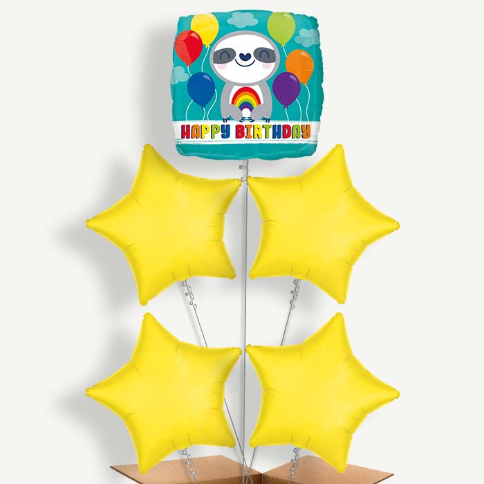 Happy Birthday Sloth Helium Cluster Balloons | Party Save Smile