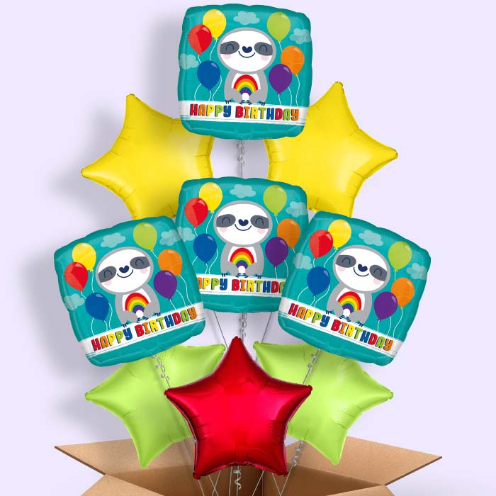 Happy Birthday Sloth Helium Balloon in a Box - 9 Balloon | Party Save Smile