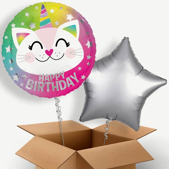 Caticorn Happy Birthday Helium Balloon Duo | Party Save Smile