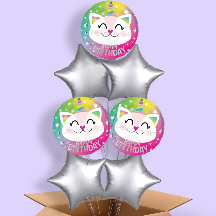Caticorn Happy Birthday Helium Balloon in a Box - 7 Balloon | Party Save Smile