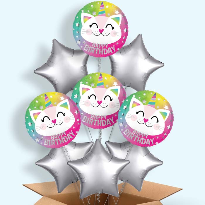 Caticorn Happy Birthday Helium Balloon in a Box - 9 Balloon | Party Save Smile