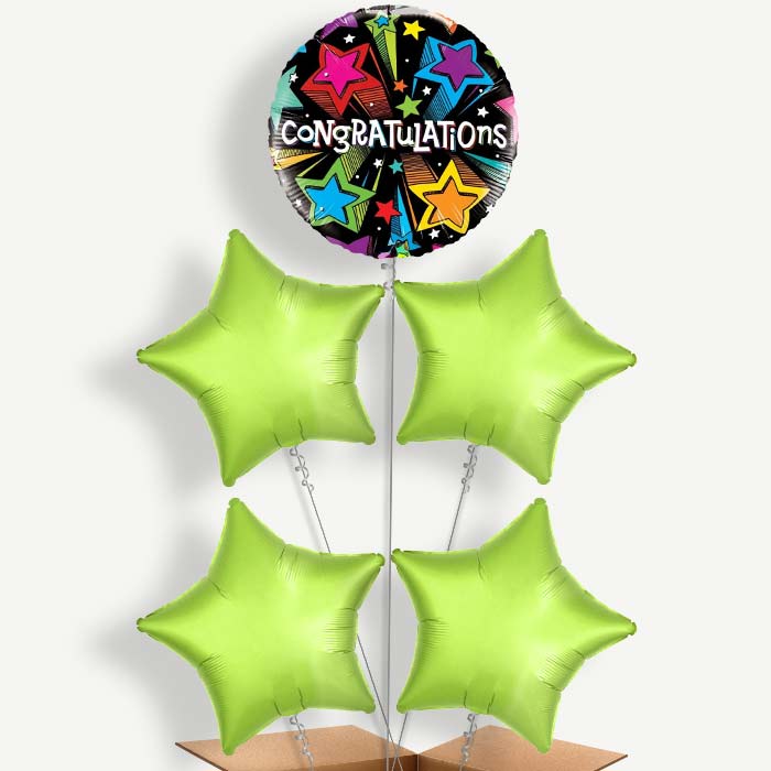 Congratulations Colourful Stars Helium Cluster Balloons | Party Save Smile
