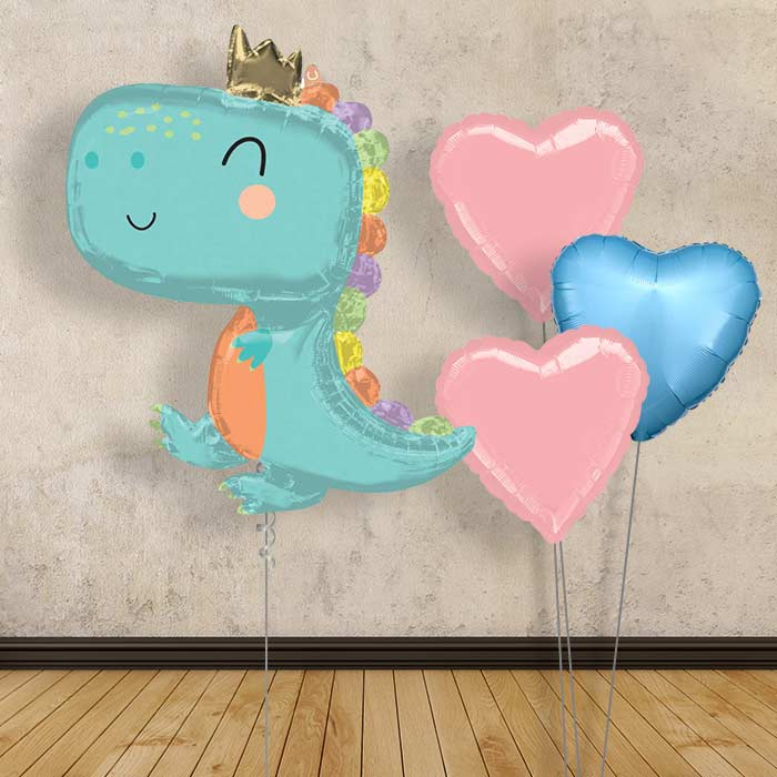 Baby Dinosaur Helium Balloon Bouquet - Plain Bouquet | Party Save Smile
