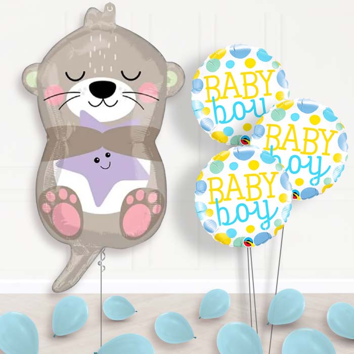 Adorable Otter Baby Boy Balloon Bouquet Delivery - Themed Bouquet and Latex | Party Save Smile