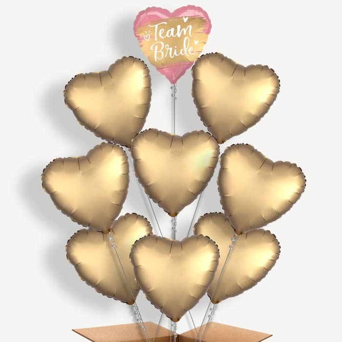 Satin Gold Team Bride Helium Balloon Bundle | Party Save Smile