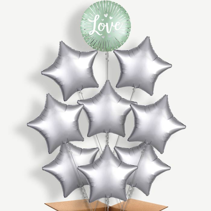 Mint Satin Love Burst Helium Balloon Bundle | Party Save Smile