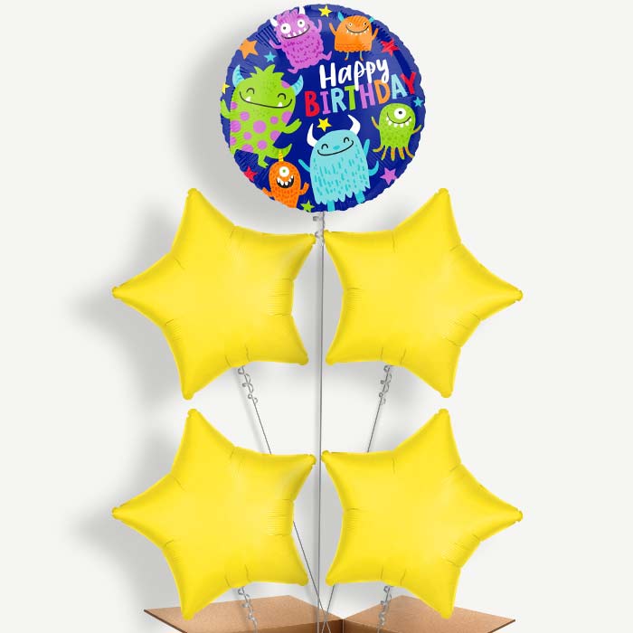 Little Monsters Happy Birthday Helium Cluster Balloons | Party Save Smile
