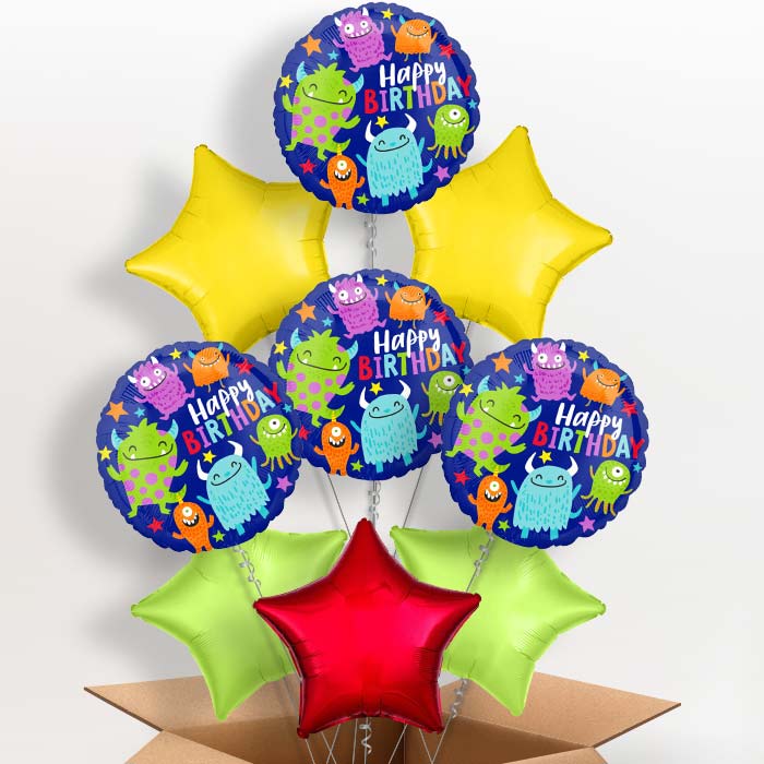 Little Monsters Happy Birthday Helium Balloon in a Box - 9 Balloon | Party Save Smile