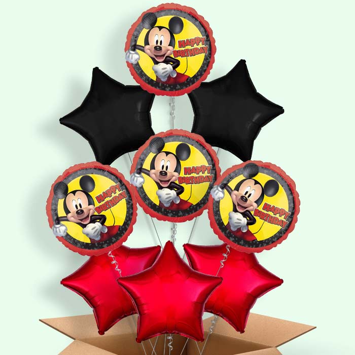 Mickey Mouse Forever Happy Birthday Helium Balloon in a Box - 9 Balloons | Party Save Smile