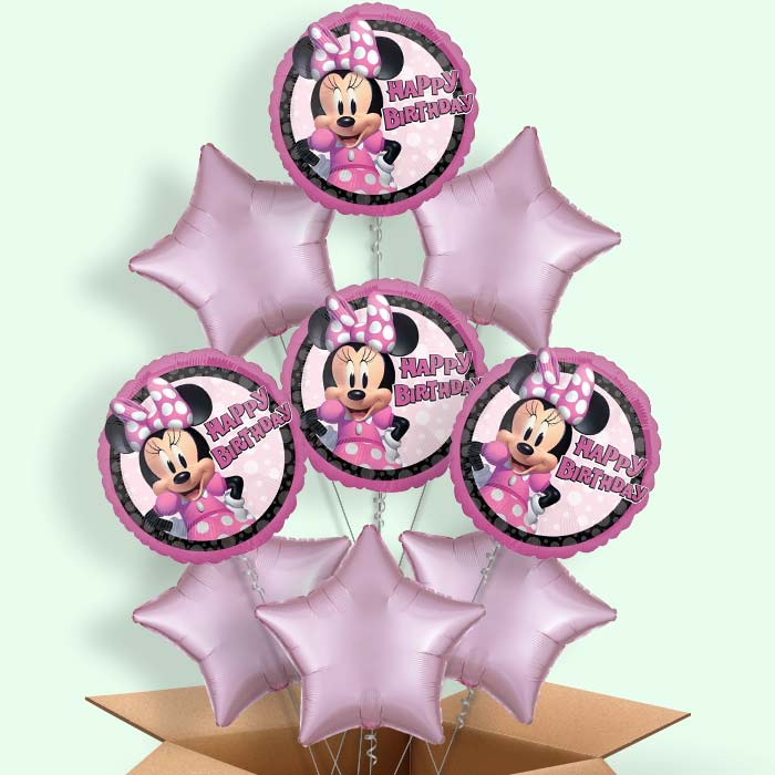 Minnie Mouse Forever Happy Birthday Helium Balloon in a Box - 9 Balloons | Party Save Smile