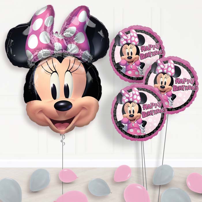 Giant Minnie Mouse Forever Balloon Bouquet Delivery - 1 x Giant Balloon with Themed Bouquet and Latex | Party Save Smile