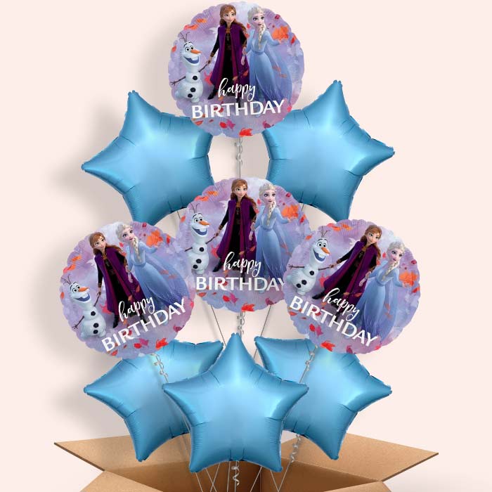 Disney Frozen Leaves Helium Birthday Balloon in a Box - 9 Balloons | Party Save Smile