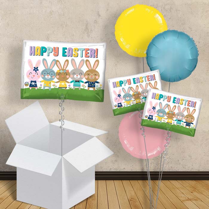 Happy Easter Bunnies Helium Balloon in a Box - 1 Balloon | Party Save Smile