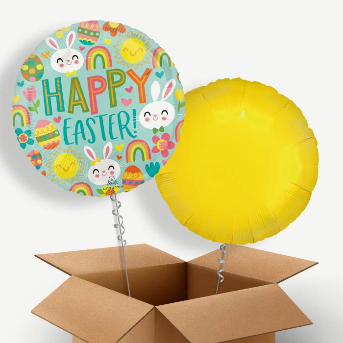 Sunshine Rainbow Easter Helium Balloon Couple | Party Save Smile