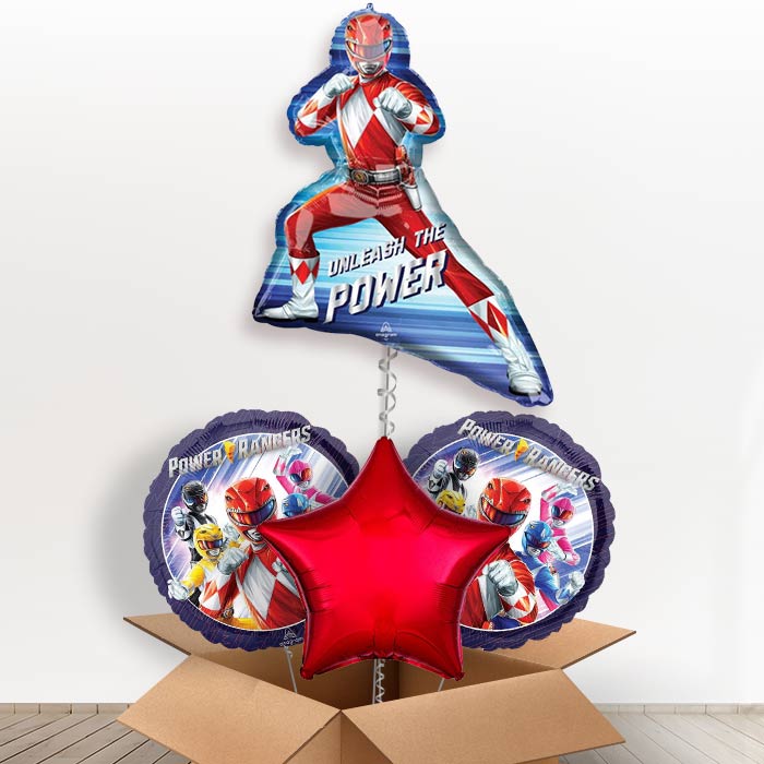 Power Rangers Red Ranger Helium Balloon in a Box-1 x Giant Balloon and 2 Themed Balloons and 1 Plain Balloon