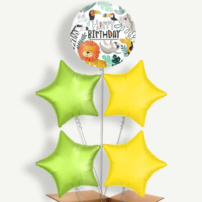 Get Wild Safari Balloon Cluster Inflated with Helium | Party Save Smile