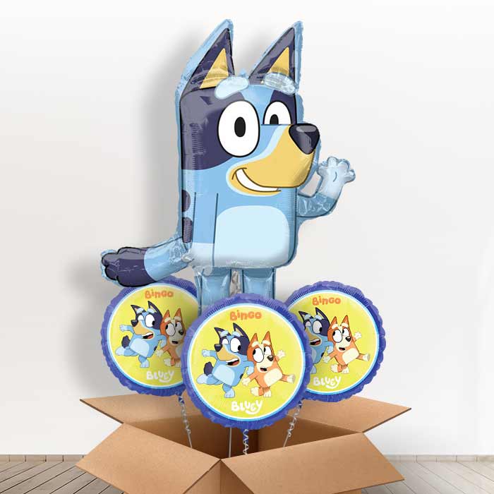 Shaped Foil Bluey Helium Balloon in a Box Gift - With 3 Themed Balloons | Party Save Smile