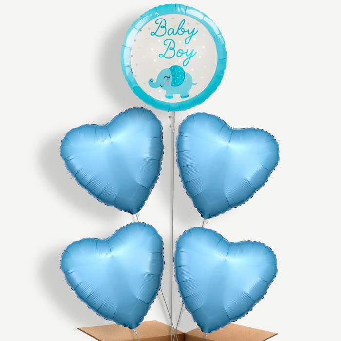 Baby Boy Elephant Balloon Cluster Inflated with Helium | Party Save Smile