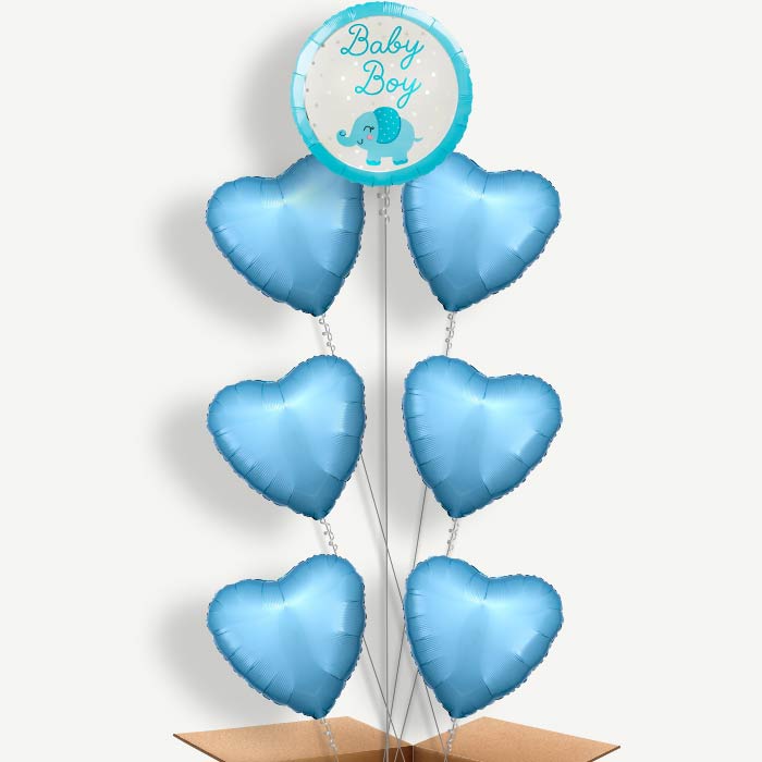Baby Boy Elephant Balloon Arrangement Inflated with Helium | Party Save Smile