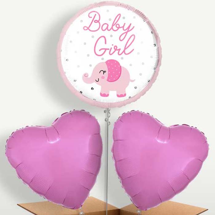 Baby Girl Elephant Bunch of Balloons inflated with Helium | Party Save Smile