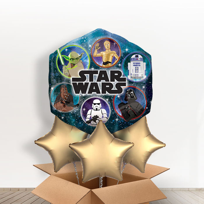 Giant Star Wars Helium Balloon in a Box Gift - With 3 Plain Balloons | Party Save Smile