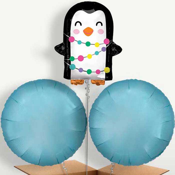 Christmas Penguin Bunch of Balloons inflated with Helium | Party Save Smile