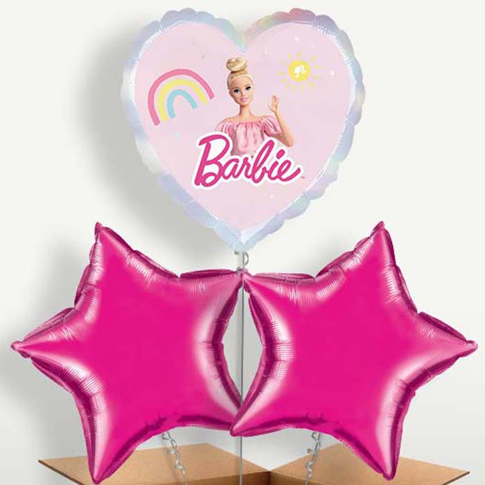 Pink Heart Barbie Balloon Bunch inflated with Helium | Party Save Smile