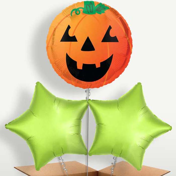 Pumpkin Halloween Trio Balloon Bunch inflated with Helium | Party Save Smile