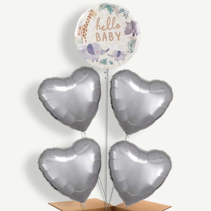 Jungle Animals Hello Baby Helium Cluster Balloons | Party Save Smile