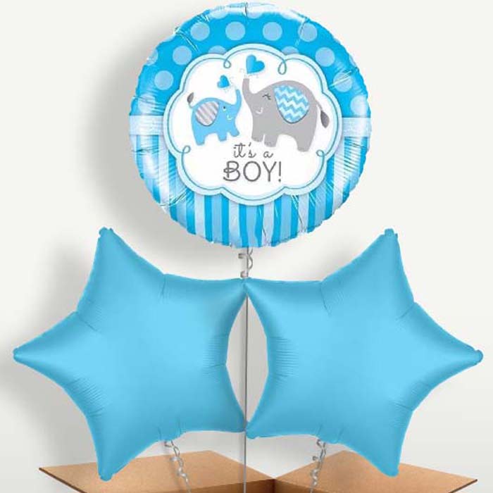 Welcome Home Baby Boy Elephant Helium Bunch of Balloons | Party Save Smile
