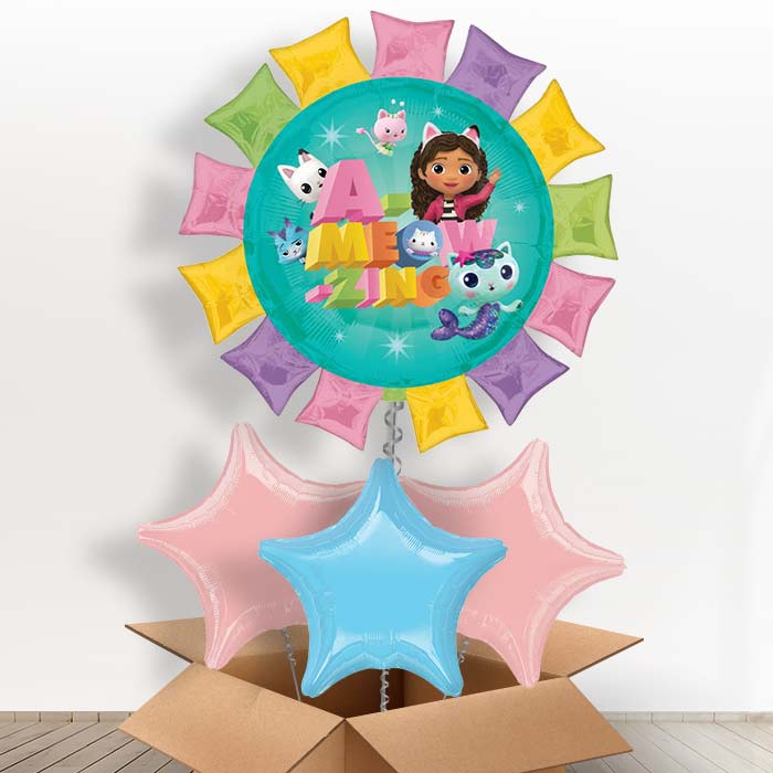 Gabby’s Dollhouse Giant Helium Balloon in a Box - With 3 Plain Balloons | Party Save Smile