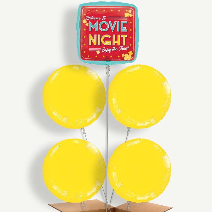 Movie Night Popcorn Balloon Clusters Inflated with Helium | Party Save Smile