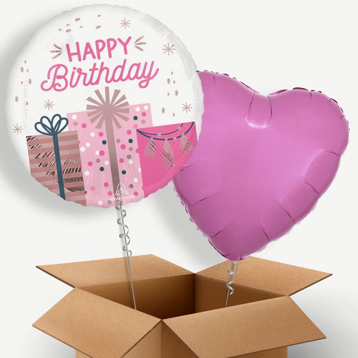 Pastel Presents Birthday Helium Balloon Couple | Party Save Smile