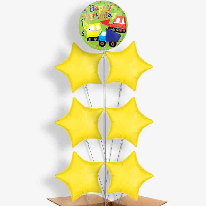 Colourful Construction Birthday Helium Balloon Arrangement | Party Save Smile