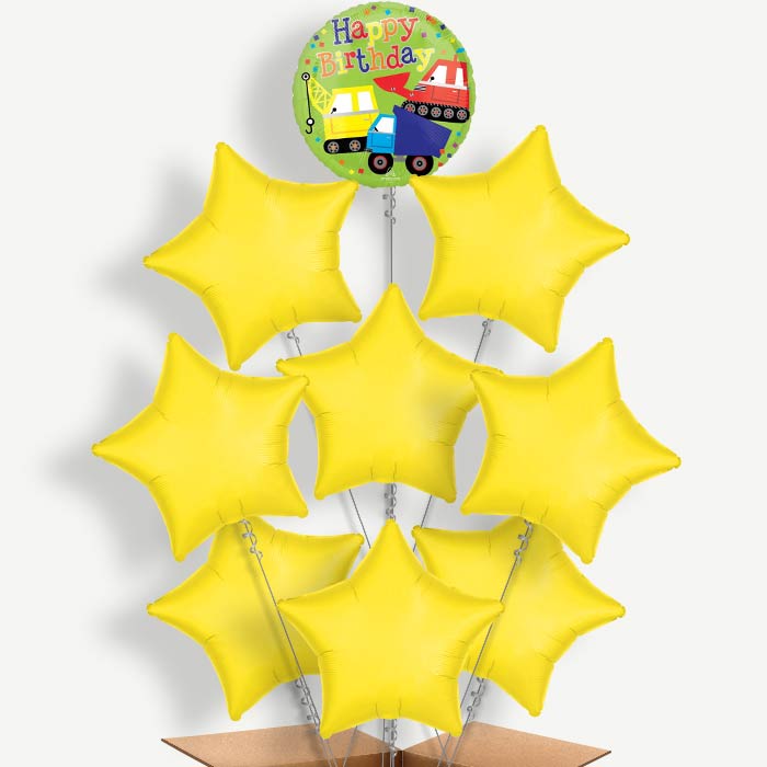 Colourful Construction Birthday Helium Balloon Bundle | Party Save Smile